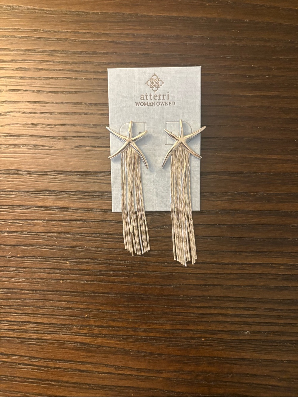 NEW Atterri Silver Starfish Fringe Earrings